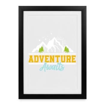 L’aventure vous attend : montagnes et soleil - Affiche encadrée (27 × 37 cm) - noir - Devant
