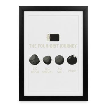 Le voyage des quatre grains : le processus de polissage de la pierre - Affiche encadrée (27 × 37 cm) - noir - Devant