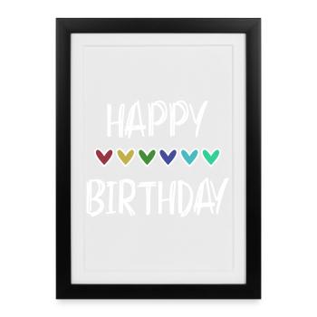 1. 1 AN. 1er ANNIVERSAIRE. ANNIVERSAIRE 1 AN - Affiche encadrée (27 × 37 cm) - noir - Devant