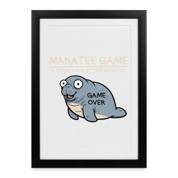 Jeu du lamantin : Ne regardez pas le lamantin ! Drôle - Affiche encadrée (27 × 37 cm) - noir - Devant