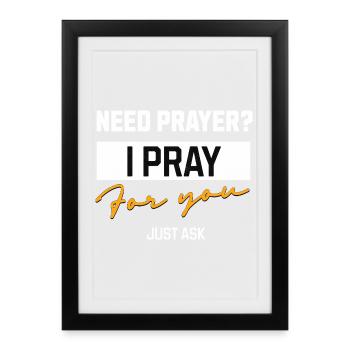 Je prie pour toi Message de prière - Affiche encadrée (27 × 37 cm) - noir - Devant