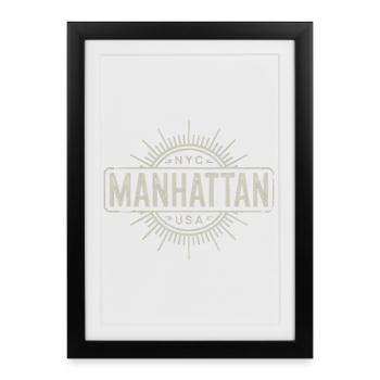 Manhattan - New York Souvenir Design - Affiche encadrée (27 × 37 cm) - noir - Devant