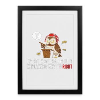 Owl Debater at Podium - Framed poster (27 × 37 cm) - black - Front