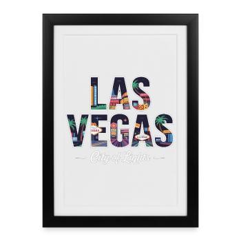 Las Vegas Ville Lumière – Casino Rétro - Affiche encadrée (27 × 37 cm) - noir - Devant