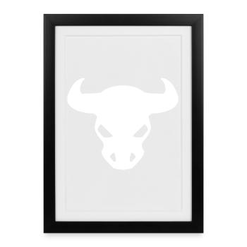 Bull Design – Tenue de tête de taureau - Affiche encadrée (27 × 37 cm) - noir - Devant