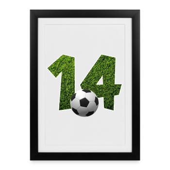 NO. 14 NUMBER 14 FOOTBALL 14TH BIRTHDAY - Framed poster (27 × 37 cm) - black - Front