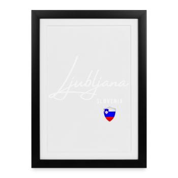 Ljubljana Slovénie, design minimaliste élégant - Affiche encadrée (27 × 37 cm) - noir - Devant