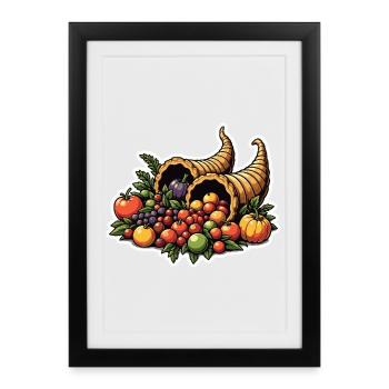 Autumn Harvest Cornucopia - Framed poster (27 × 37 cm) - black - Front