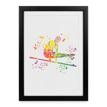 Gymnaste barre fixe gymnastique artistique - Affiche encadrée (27 × 37 cm) - noir - Devant