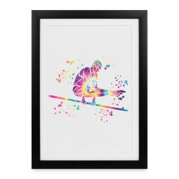 Gymnaste barre fixe gymnastique artistique - Affiche encadrée (27 × 37 cm) - noir - Devant