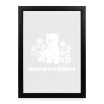 L’ours arrose les fleurs – la force grandit - Affiche encadrée (27 × 37 cm) - noir - Devant