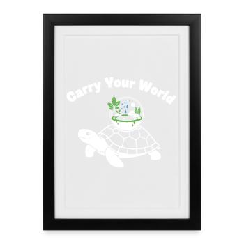 Glass Dome Turtle World in Shell - Framed poster (27 × 37 cm) - black - Front