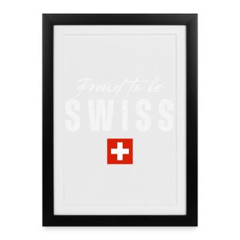 Fierté suisse, drapeau suisse - Affiche encadrée (27 × 37 cm) - noir - Devant