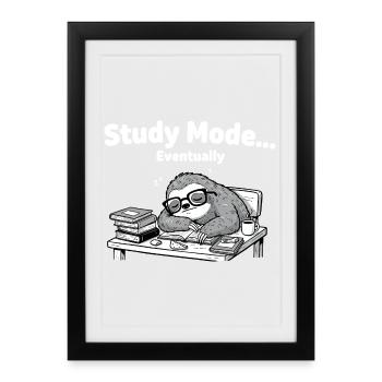 Sleep mode Sloth at the desk - Framed poster (27 × 37 cm) - black - Front