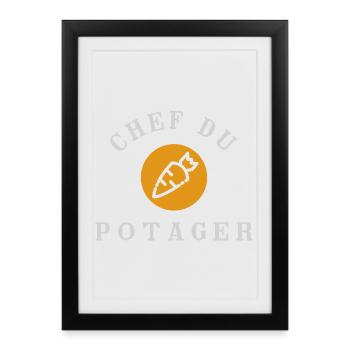 Chef du Potager Design Humoristique Jardinage - Affiche encadrée (27 × 37 cm) - noir - Devant