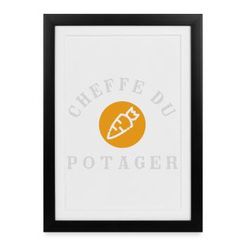 Chef du Potager Design Humoristique Jardinage - Affiche encadrée (27 × 37 cm) - noir - Devant