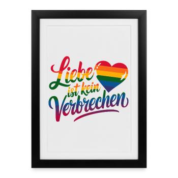 Love Is Not A Crime Rainbow Heart LGBT - Framed poster (27 × 37 cm) - black - Front