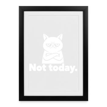 Mème Grim Cat Pas Aujourd’hui - Affiche encadrée (27 × 37 cm) - noir - Devant