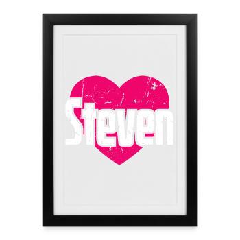 J’aime Steven Pink Heart J’aime Steven - Affiche encadrée (27 × 37 cm) - noir - Devant