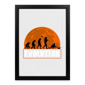 Curling Evolution Silhouette Sports d’hiver Humour - Affiche encadrée (27 × 37 cm) - noir - Devant