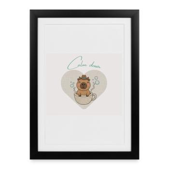Frissons de hamster dans une tasse de thé - Affiche encadrée (27 × 37 cm) - noir - Devant