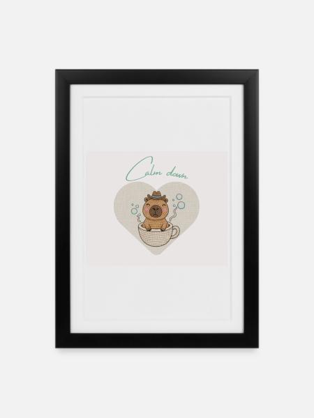 Hamster chillt in Teetasse - Gerahmtes Poster (27 × 37 cm) - Schwarz