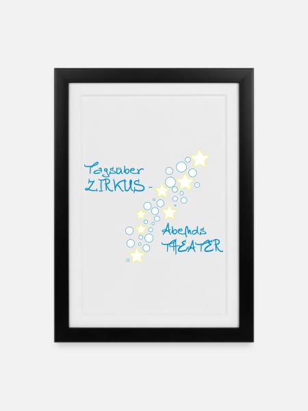 Circus during the day – theatre in the evening - Framed poster (27 × 37 cm) - black