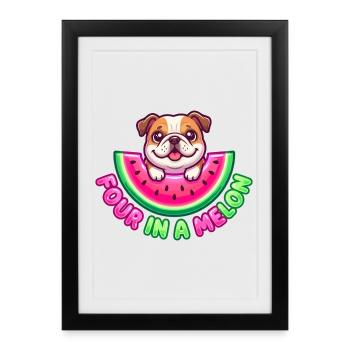 Four In A Melon Bulldog - Framed poster (27 × 37 cm) - black - Front