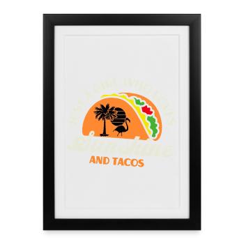 Fille qui aime le soleil et les tacos rétro - Affiche encadrée (27 × 37 cm) - noir - Devant