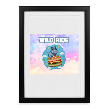 Champ de burgers Hippo Wild Ride - Affiche encadrée (27 × 37 cm) - noir - Devant
