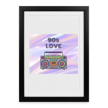 Boombox d’amour des années 90 - Affiche encadrée (27 × 37 cm) - noir - Devant