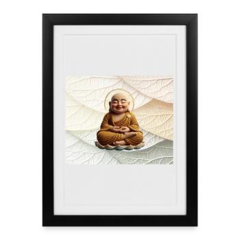 Buddha on leaf pattern - Framed poster (27 × 37 cm) - black - Front