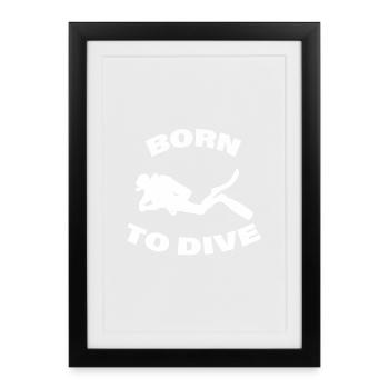 Né pour plonger - Affiche encadrée (27 × 37 cm) - noir - Devant
