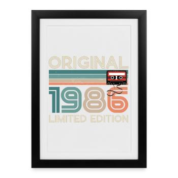 40 ans 40e Anniversaire 1986 Original Vintage - Affiche encadrée (27 × 37 cm) - noir - Devant