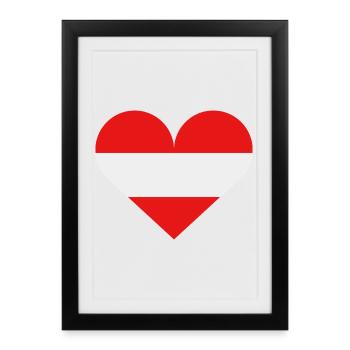 Austria heart flag - Framed poster (27 × 37 cm) - black - Front