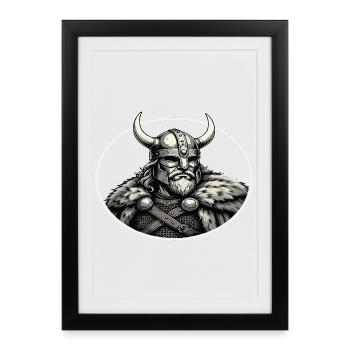 Viking Viking Legend Sailor Odin Raven Fighter - Framed poster (27 × 37 cm) - black - Front