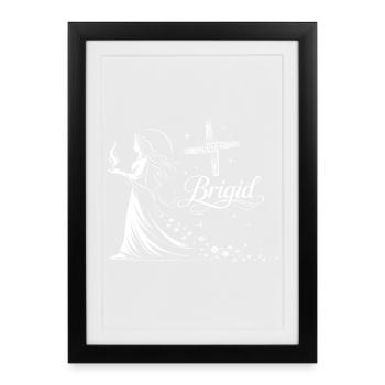 Déesse celtique Brigid imbolc avec la flamme - Affiche encadrée (27 × 37 cm) - noir - Devant