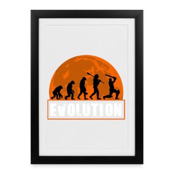 Évolution de la silhouette du joueur de cricket et du batteur - Affiche encadrée (27 × 37 cm) - noir - Devant