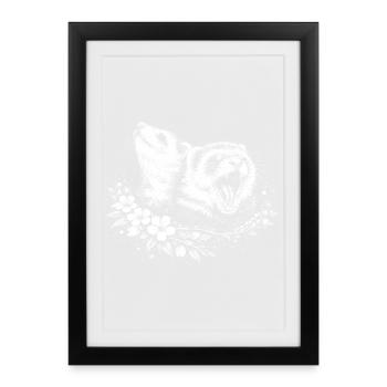 Ferrets in the Circle of Flowers - Framed poster (27 × 37 cm) - black - Front