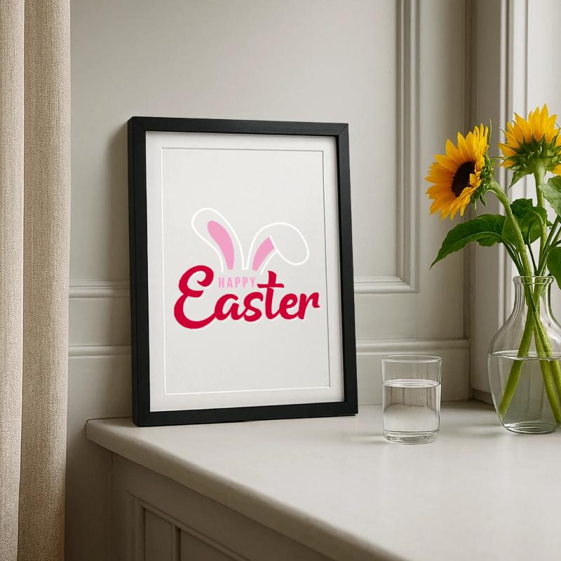Happy Easter Bunny Scripture Framed poster (27 × 37 cm)