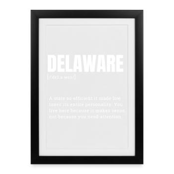 Typographie néon du Delaware - Affiche encadrée (27 × 37 cm) - noir - Devant