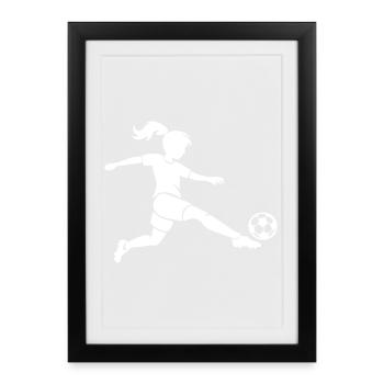 Silhouette féminine de football - Affiche encadrée (27 × 37 cm) - noir - Devant