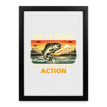 Pêche Cadeau Pêcheur Pêcheur Papa Re Salmon - Affiche encadrée (27 × 37 cm) - noir - Devant