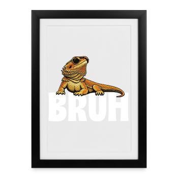 Bruh Dragon barbu Drôle de dragon barbu - Affiche encadrée (27 × 37 cm) - noir - Devant