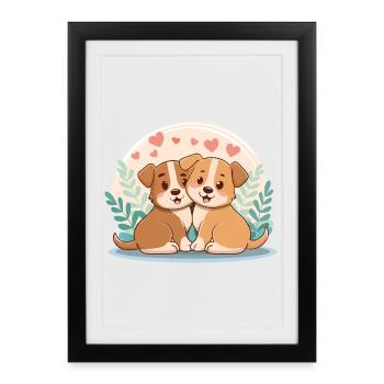 Amitié canine - Affiche encadrée (27 × 37 cm) - noir - Devant