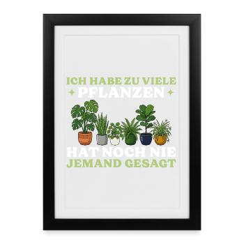 Jardinier amateur : trop de plantes Cadeau de jardinier - Affiche encadrée (27 × 37 cm) - noir - Devant