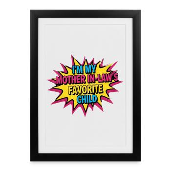 Enfant préféré belle-mère Pop Art - Affiche encadrée (27 × 37 cm) - noir - Devant