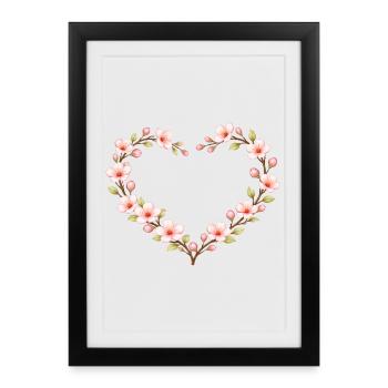 Heart of Cherry Blossoms Spring Motif - Framed poster (27 × 37 cm) - black - Front