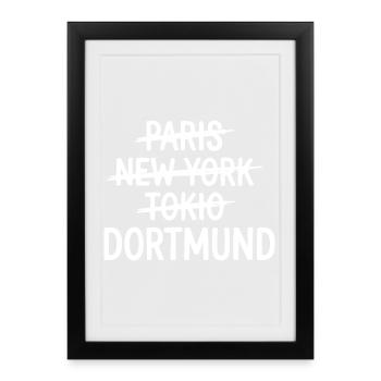 Dortmund, T-shirt de la ville Ruhrpott, Sweat à capuche, sac - Affiche encadrée (27 × 37 cm) - noir - Devant