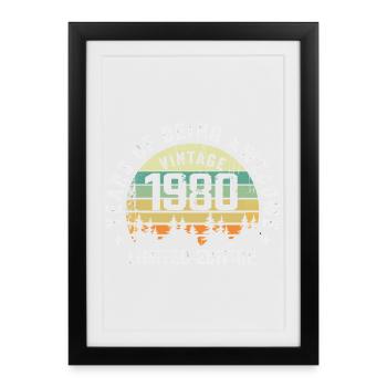Légendaire depuis 1980, Édition Vintage 1980 Retro - Affiche encadrée (27 × 37 cm) - noir - Devant